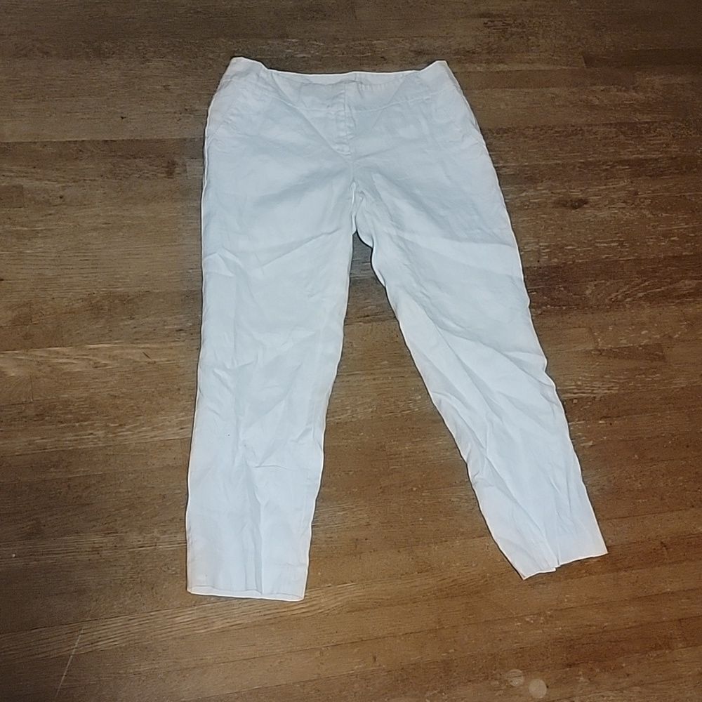 Loft linen fitted crop pant